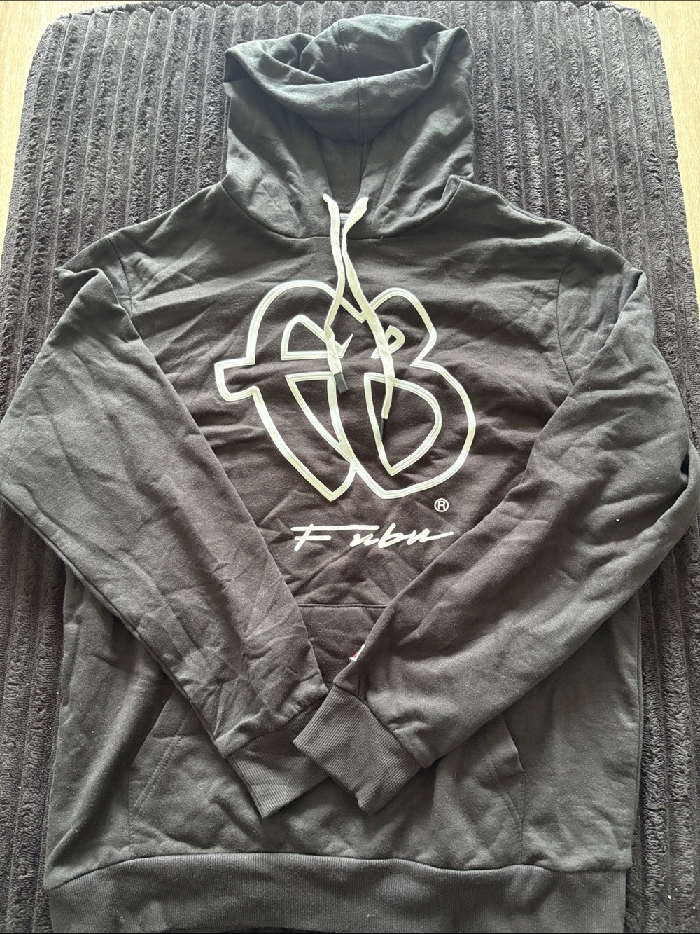 FUBU Black Hoodie with White Logo Crewneck Sweatshirt